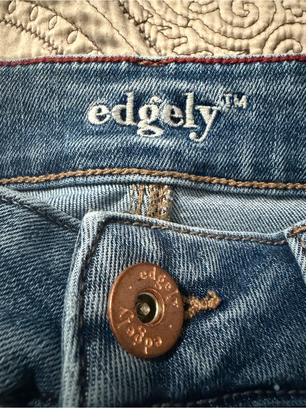 Cropped Distressed Women's Jeans in Medium Blue - Picture 3 of 4